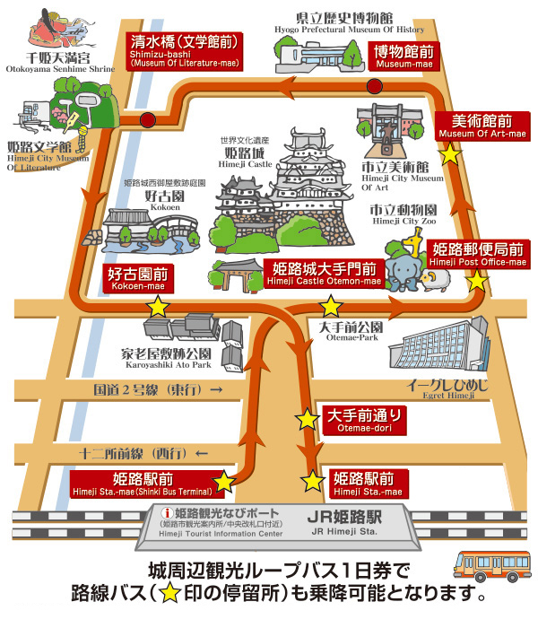 姫路城百円の旅ルートマップ