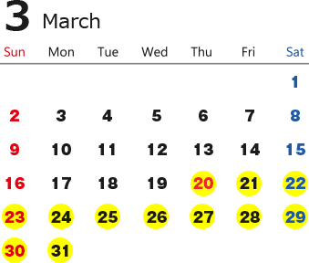 3月のカレンダー